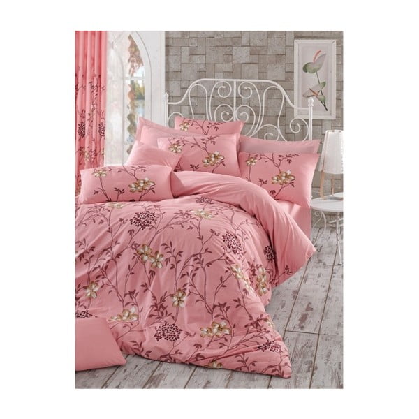 Roza posteljnina za zakonsko posteljo Carmen, 200 x 220 cm