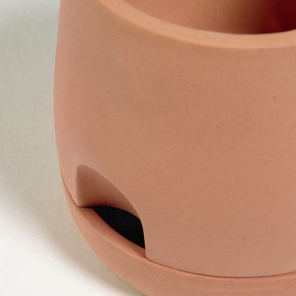 Glinen samozalivalni cvetlični lonec s podstavkom Kave Home Lelis, višina 26 cm-image-2