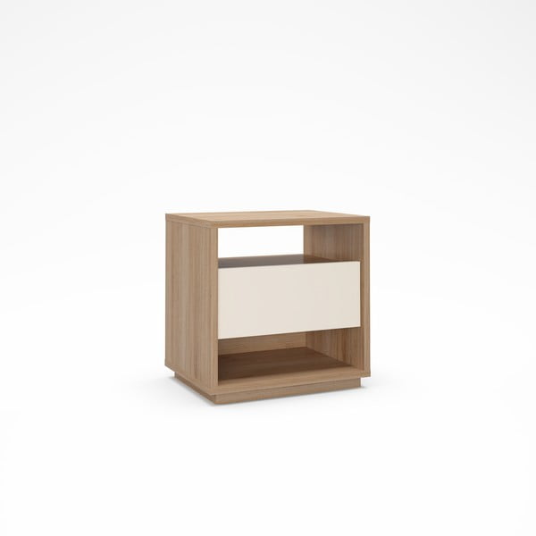 Kremno bela/v naravni barvi nočna omarica v hrastovem dekorju Dennis – Marckeric-image-2