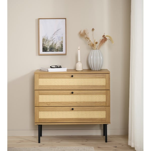 Nizka komoda v hrastovem dekorju 80x75 cm Pensacola – Unique Furniture-image-1