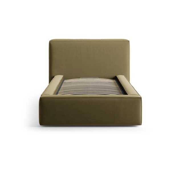 Zelena oblazinjena postelja s prostorom za shranjevanje in z letvenim dnom 90x200 cm Jodie – Micadoni -image-3