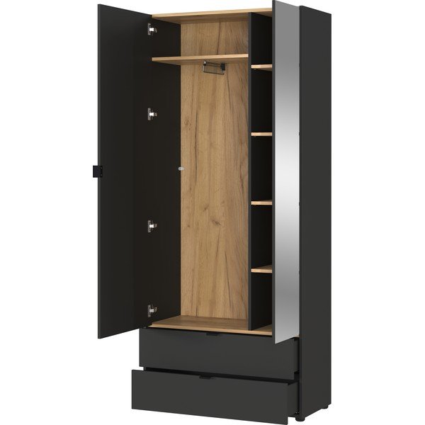 Antracitno siva garderobna omara z ogledalom 84x196 cm Tuscon – Germania-image-3