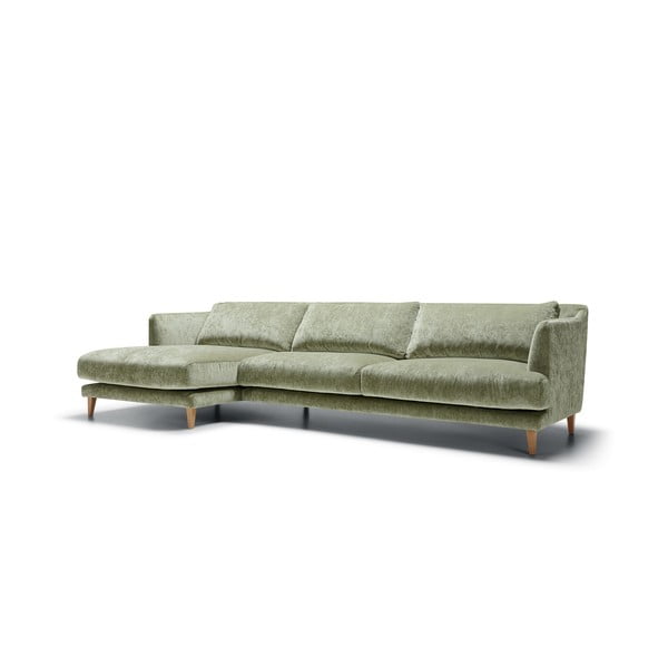 Svetlo zelena žametna kotna sedežna garnitura (levi kot) Vera – Sits