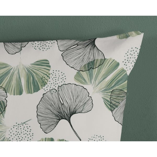 Zelena/kremno bela enojna bombažna posteljnina 140x200 cm – Good Morning-image-3