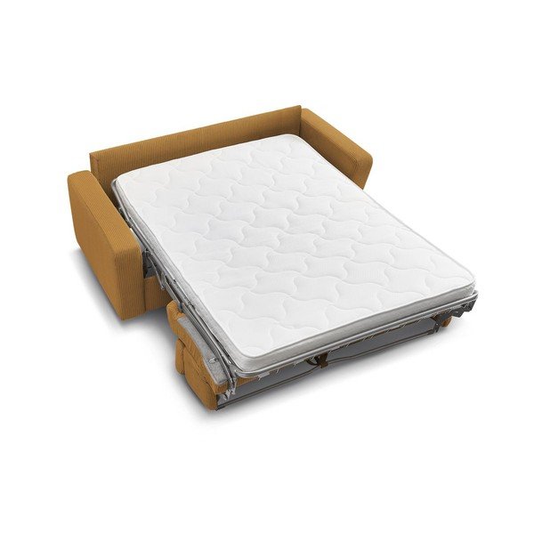 Gorčično rumena raztegljiva sedežna garnitura iz rebrastega žameta 195 cm Monaco – Bobochic Paris-image-4