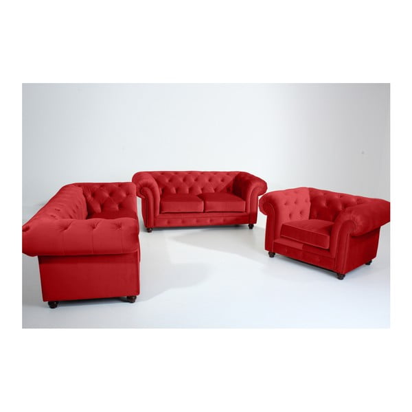 Rdeča zofa Max Winzer Orleans Velvet, 196 cm-image-1