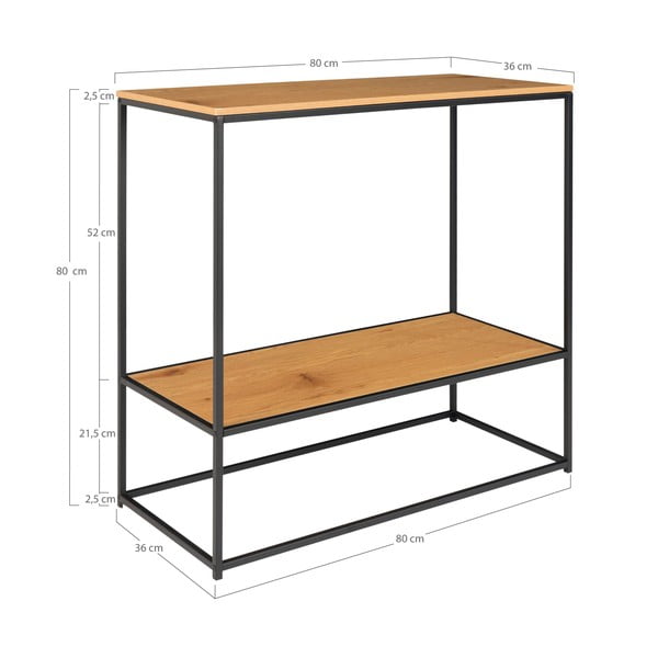 Stranska mizica z mizno ploščo v hrastovem dekorju v naravni barvi 80x36 cm Vita – House Nordic-image-4