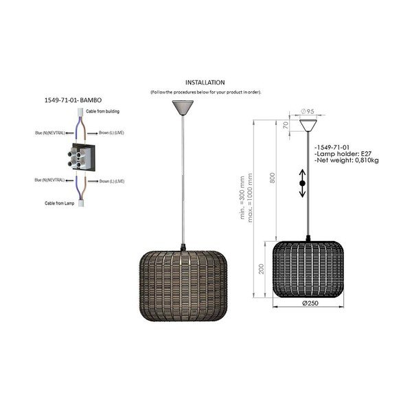 Viseča svetilka z bambusovim senčnikom Homemania Decor Bambus, ø 25 cm-image-2