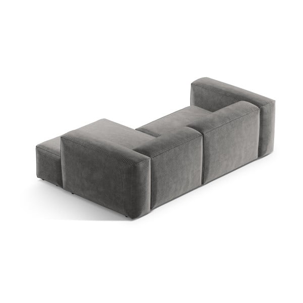 Svetlo siva kotna sedežna garnitura iz rebrastega žameta (desni kot/z ležalnikom) Bergamo – Cosmopolitan Design-image-4