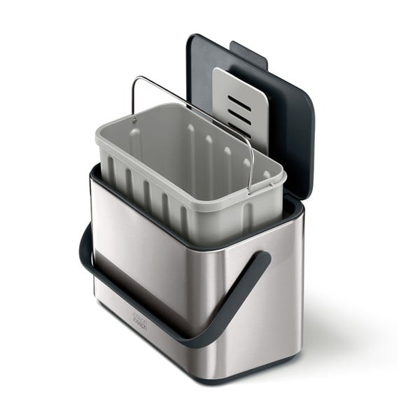 Koš za biološke odpadke v srebrni barvi 4 l Collect – Joseph Joseph-image-1