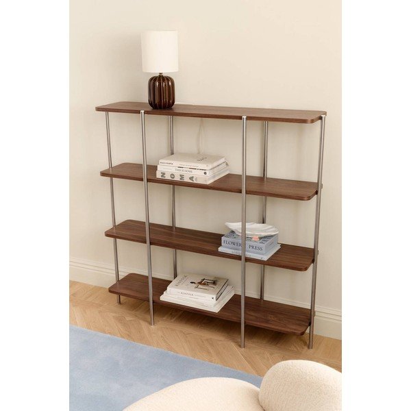 Regal v orehovem dekorju v temni naravni barvi 120x120x30 cm Lyllo – Ellos Home-image-1