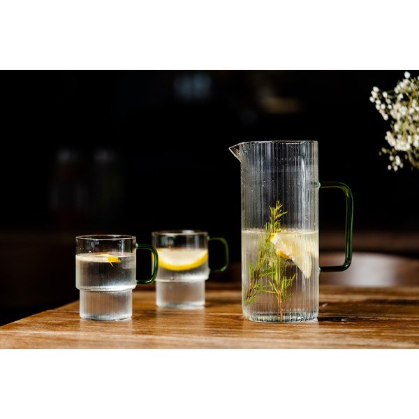 Zelene steklene skodelice v kompletu za kapučino 2 ks 350 ml Livio – Vialli Design-image-2