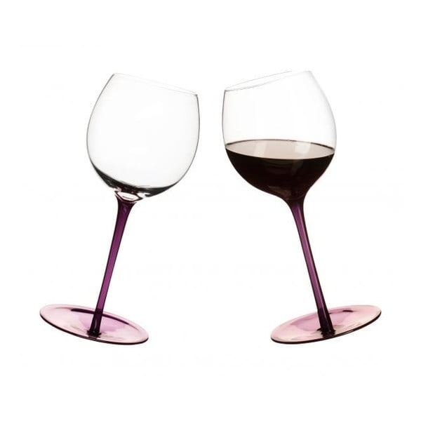 Komplet 2 vijoličnih kozarcev za vino z okroglim dnom Sagaform