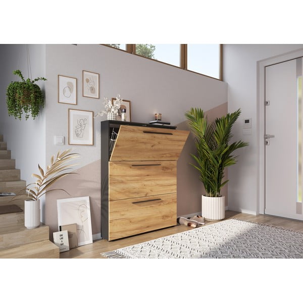 Temno siva omara čevlje v hrastovem dekorju Wildomar - Germania-image-4