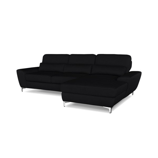 Črna kotna raztegljiva sedežna garnitura Windsor & Co. Zofe Omega, desni vogal-image-3
