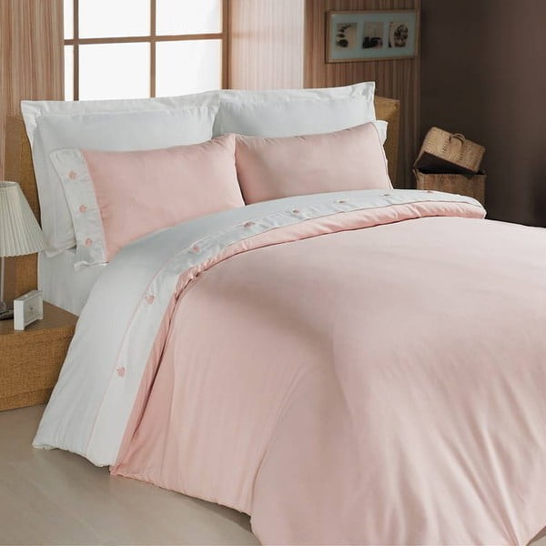 Posteljno perilo za dve osebi z rjuho Pink Premium, 200 x 220 cm