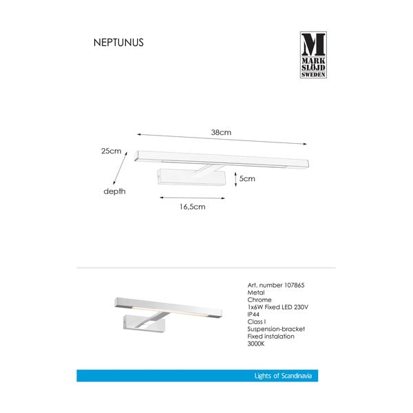 LED stenska svetilka v srebrni barvi (dolžina 38 cm) Neptunus - Markslöjd-image-2