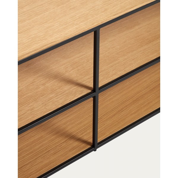 TV omarica iz hrastovega lesa v črni in naravni barvi 160x50 cm Yoana - Kave Home-image-1