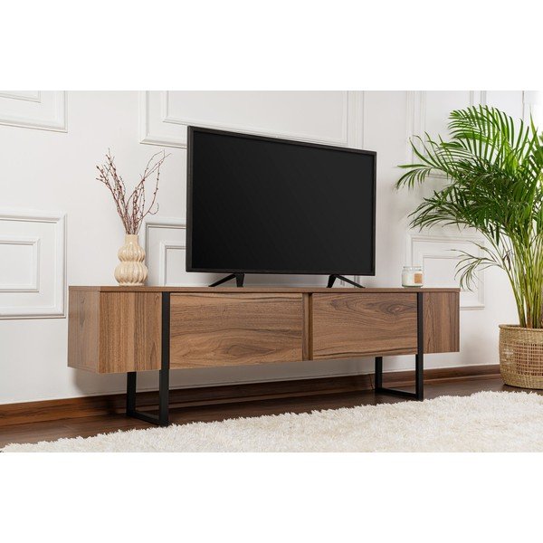 TV omarica v orehovem dekorju v temni naravni barvi 180x50x29,5 cm Serenity – Kalune Design-image-3