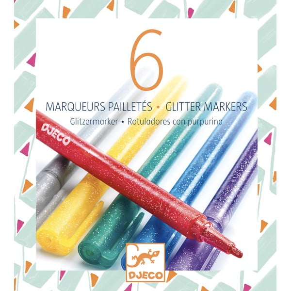 Komplet 6 markerjev Djeco Glitter-image-1