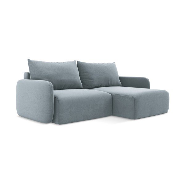 Modra žametna raztegljiva/s prostorom za shranjevanje kotna sedežna garnitura (desni kot/z ležalnikom) Kalena – Makamii-image-2