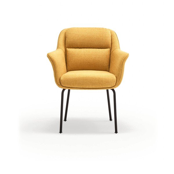 Gorčično rumen oblazinjen jedilni stol z nasloni za roke Sadira – Teulat-image-2