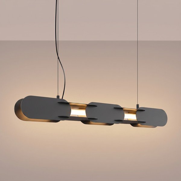 Črna kovinska LED viseča svetilka CHAIN – Thoro-image-1