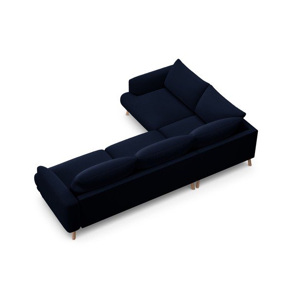 Temno modra žametna kotna sedežna garnitura (levi kot/v obliki črke L) Naomi – Micadoni -image-3