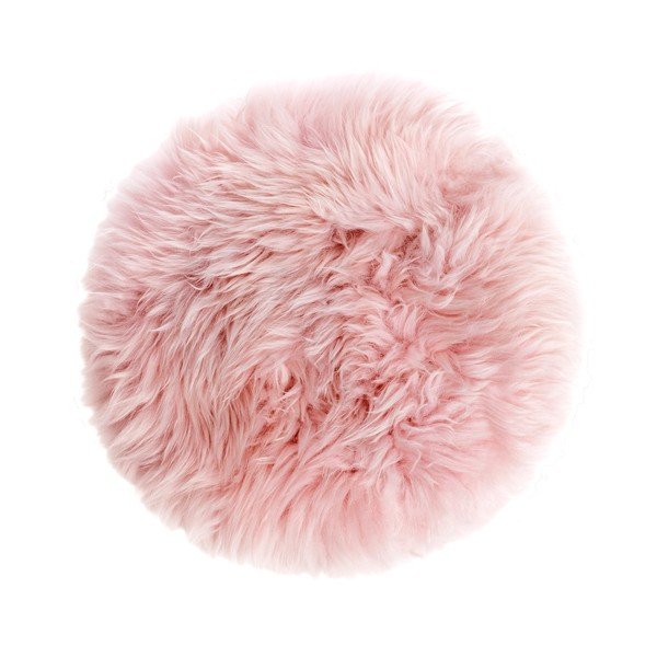 Stolček s sedežem iz rožnate ovčje kože Royal Dream, ⌀ 36 cm-image-2