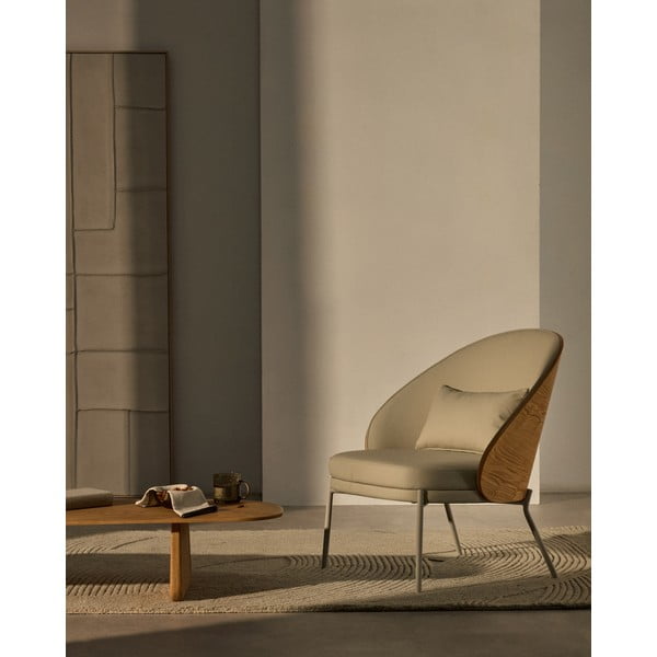 Bež fotelj iz umetnega usnja Eamy – Kave Home-image-1