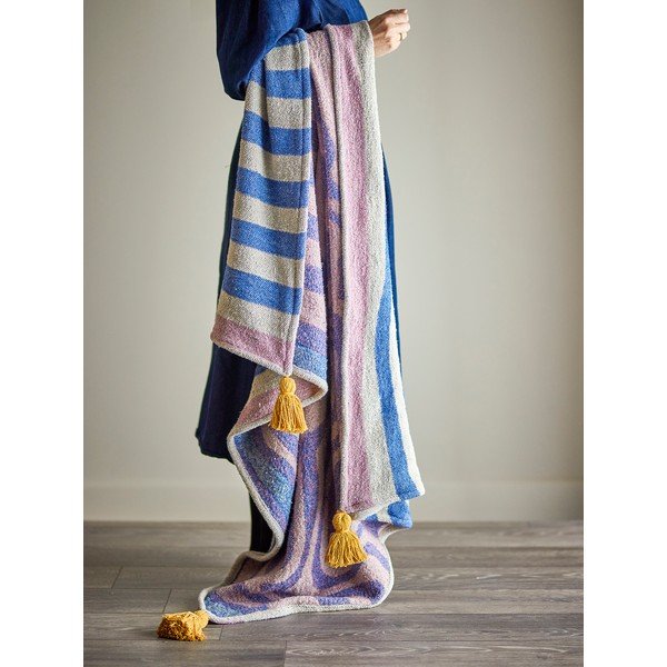 Modra odeja iz mešanice bombaža 130x160 cm Arlie – Bloomingville-image-2