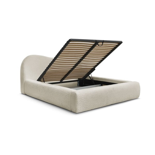 Bež oblazinjena zakonska postelja s prostorom za shranjevanje z letvenim dnom 180x200 cm Orlane – Bobochic Paris-image-3