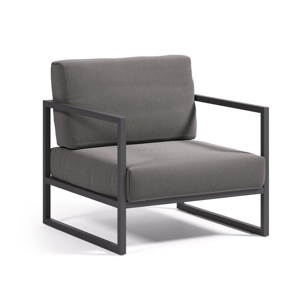 Temno siv kovinski vrtni fotelj Comova – Kave Home