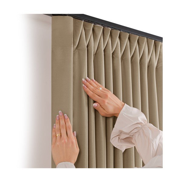 Bež žametna zavesa za delno zatemnitev 265x175 cm Velto – Filumi-image-2