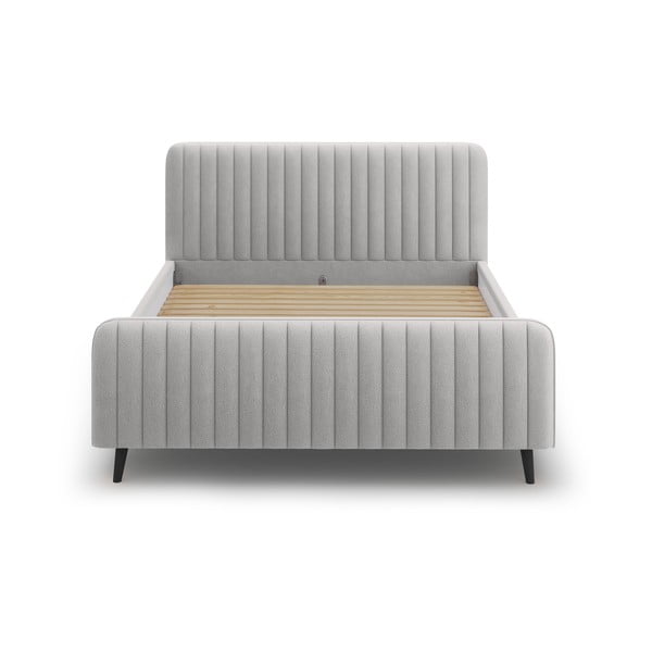 Svetlo siva oblazinjena zakonska postelja z letvenim dnom 180x200 cm Lily - Micadoni Home-image-2
