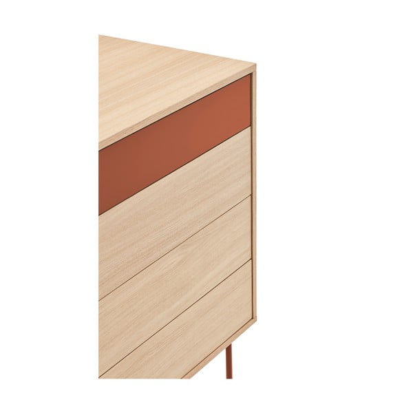 Opečnato rdeča komoda s hrastovim furnirjem Teulat Yoko-image-4