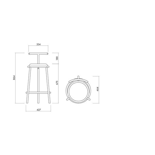 Bordo rdeč kovinski barski stol (višina sedeža 68 cm) Hogo – noo.ma-image-3