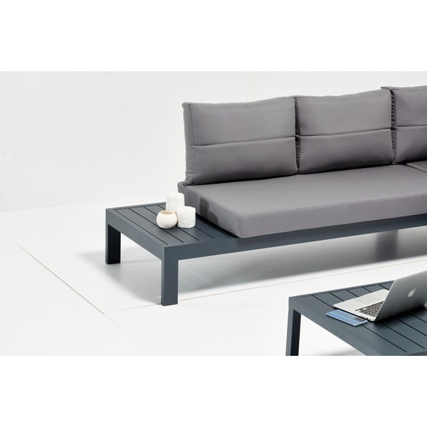 Črno-siva aluminijasta vrtna garnitura za 3 osebe Verona – Floriane Garden-image-4