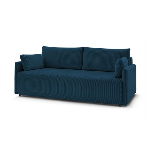 Temno modra raztegljiva sedežna garnitura iz rebrastega žameta 211 cm Marcel – Bobochic Paris-image-3