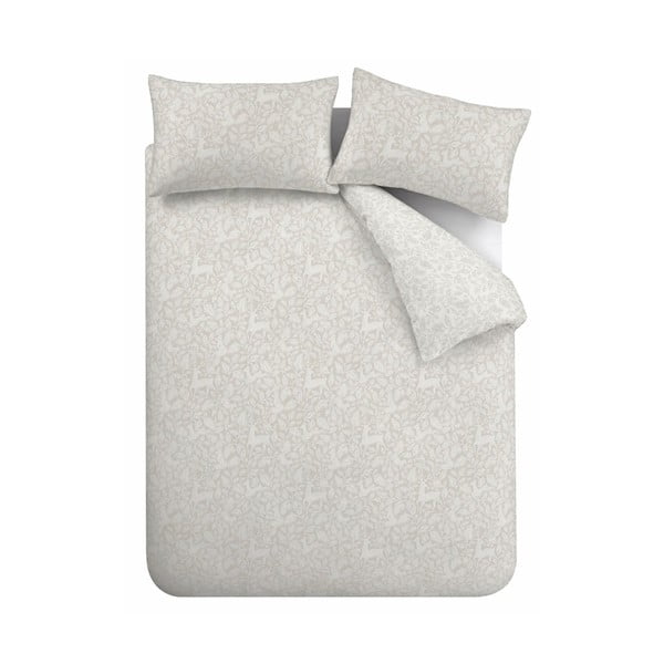 Sivo-bež bombažna posteljnina za zakonsko posteljo 200x200 cm Woodland – Bianca