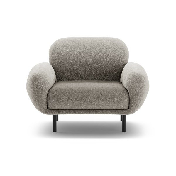 Siv fotelj iz tkanine bouclé Poppy – Micadoni -image-1
