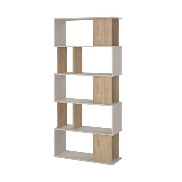 Kremno bel regal v hrastovem dekorju 80x173,5x29,5 cm Maze – Tvilum