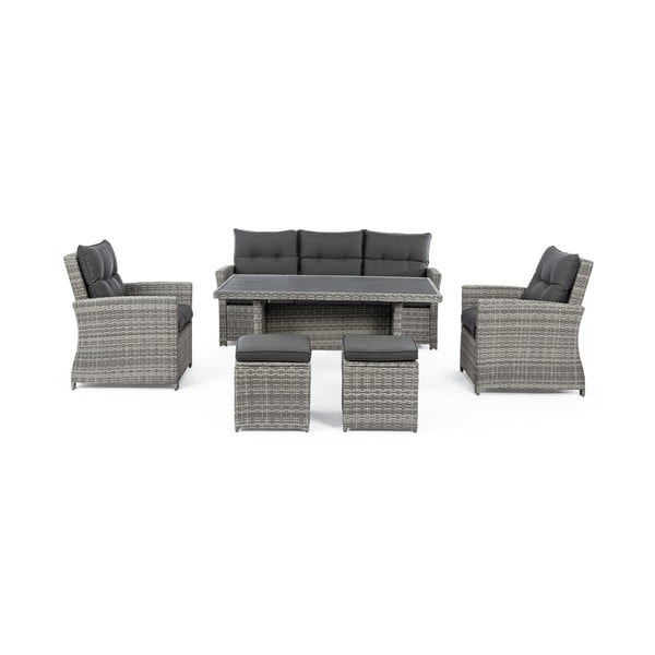 Siva vrtna garnitura iz umetnega ratana za 6 oseb Ariel   – Bizzotto