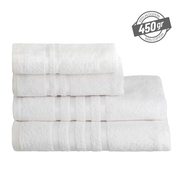 Bela frotirna bombažna brisača 30x50 cm Simple – Casa Selección-image-4