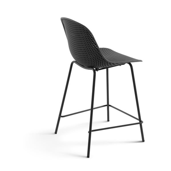 Temno siv kovinski plastičen vrtni barski stol Quinby – Kave Home-image-3