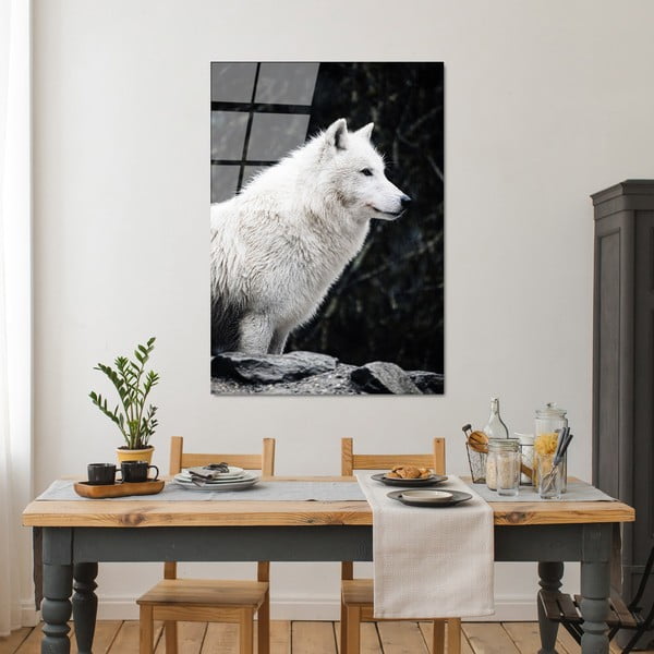 Steklena slika 70x100 cm White Wolf – Wallity-image-2