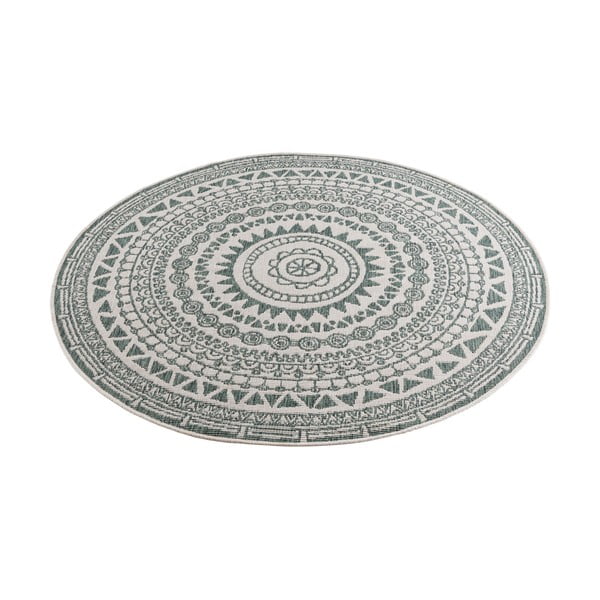 Zeleno-krem zunanja preproga NORTHRUGS Coron, ø 140 cm-image-2