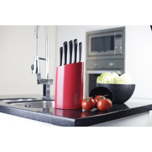 Rdeče stojalo s petimi noži Vialli Design-image-2