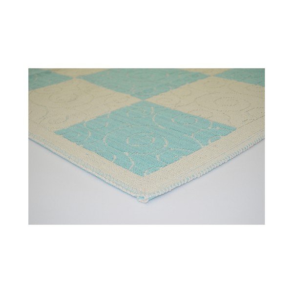 Modra trpežna preproga Vitaus Patchwork Turkuaz, 80 x 300 cm-image-1