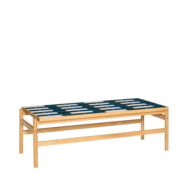 Črno-bela/v naravni barvi klubska mizica v hrastovem dekorju 61x132 cm Motif – Hübsch